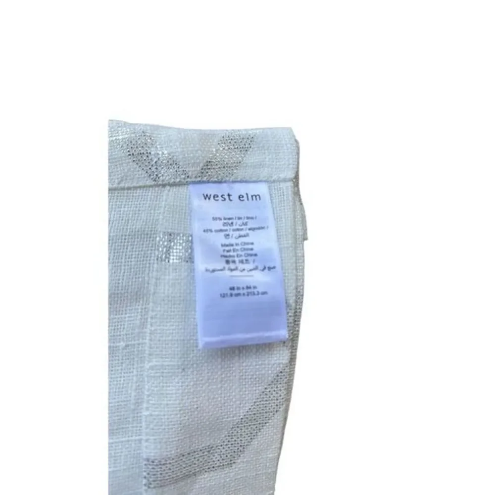 West Elm White Silver Linen Curtain 48” x 84”